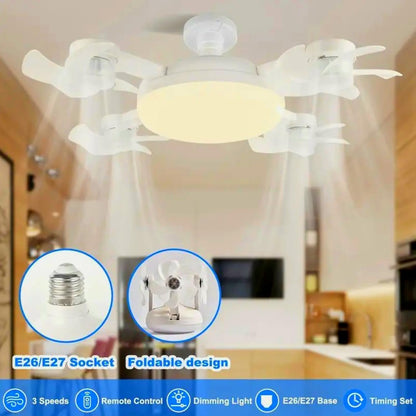 4-Head Socket Ceiling Fan Light with Remote