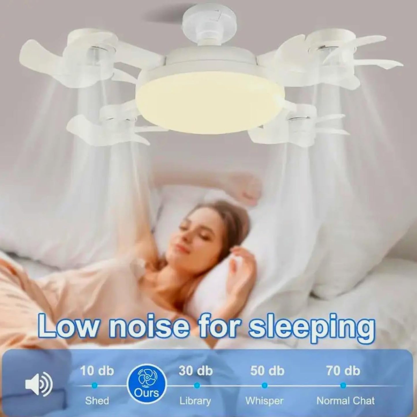 4-Head Socket Ceiling Fan Light with Remote