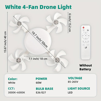 4-Head Socket Ceiling Fan Light with Remote