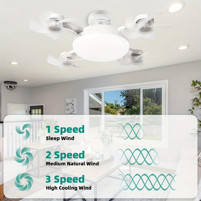 4-Head Socket Ceiling Fan Light with Remote