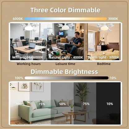 4-Head Socket Ceiling Fan Light with Remote