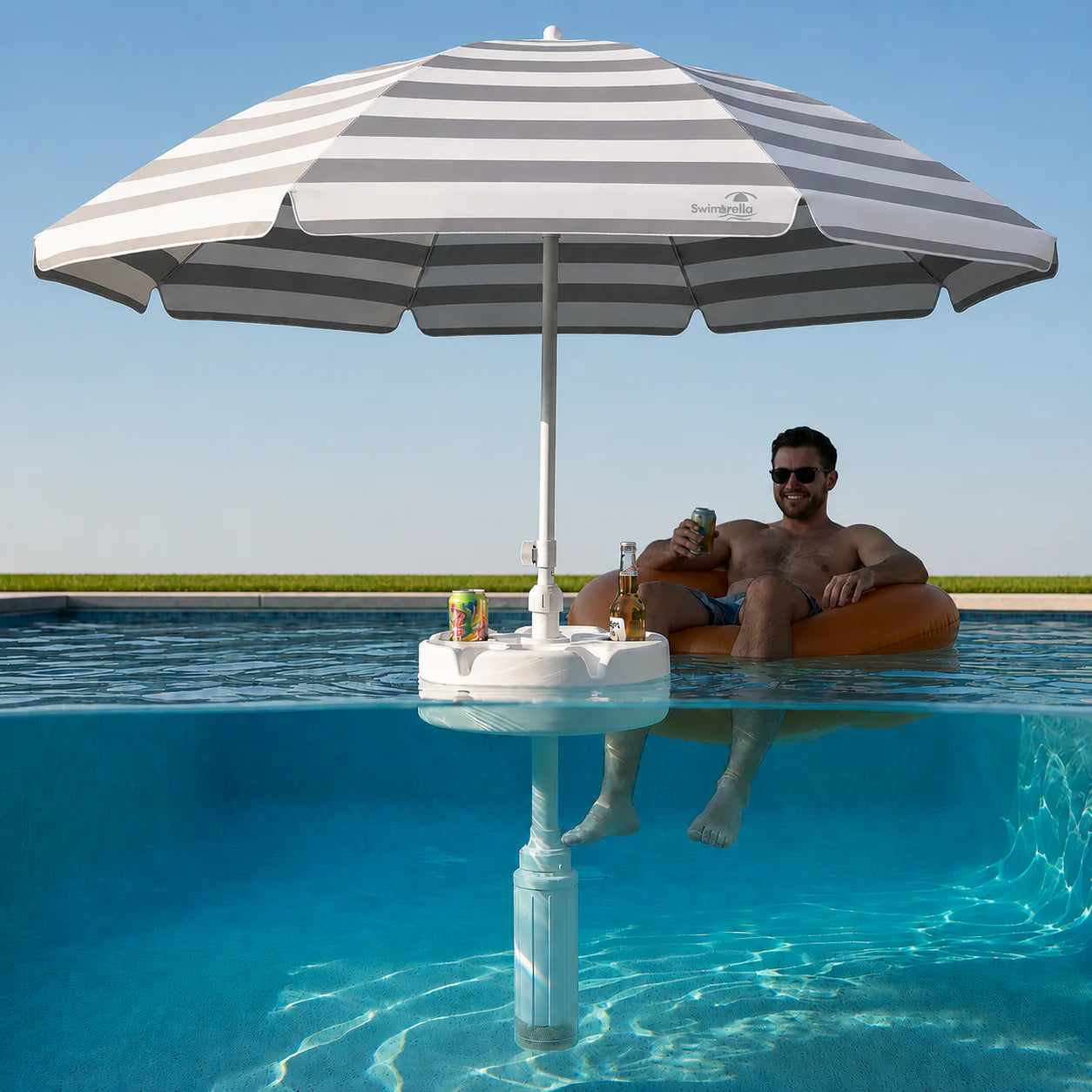 Swimbrella™ Floating Pool Umbrella with Table | 7ft Shade Retreat