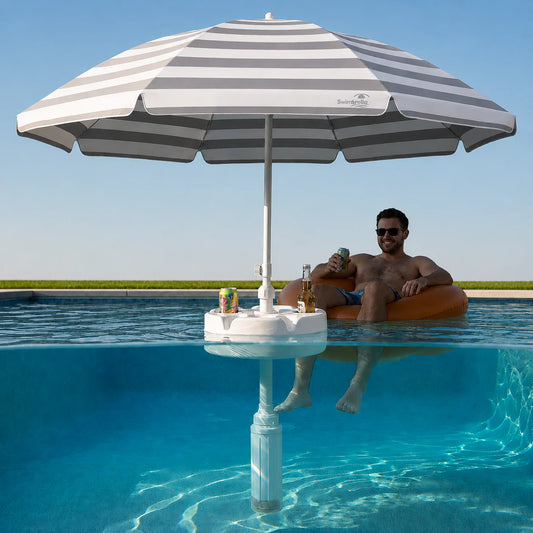 Swimbrella™ Floating Pool Umbrella with Table | 7ft Shade Retreat
