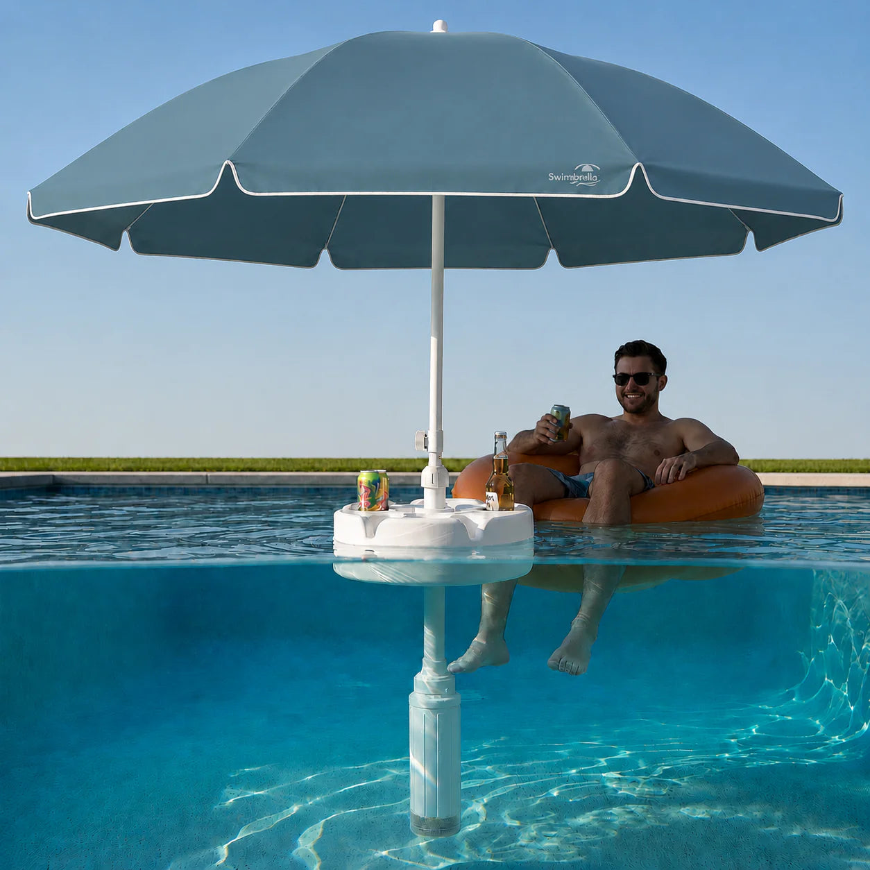 Swimbrella™ Floating Pool Umbrella with Table | 7ft Shade Retreat