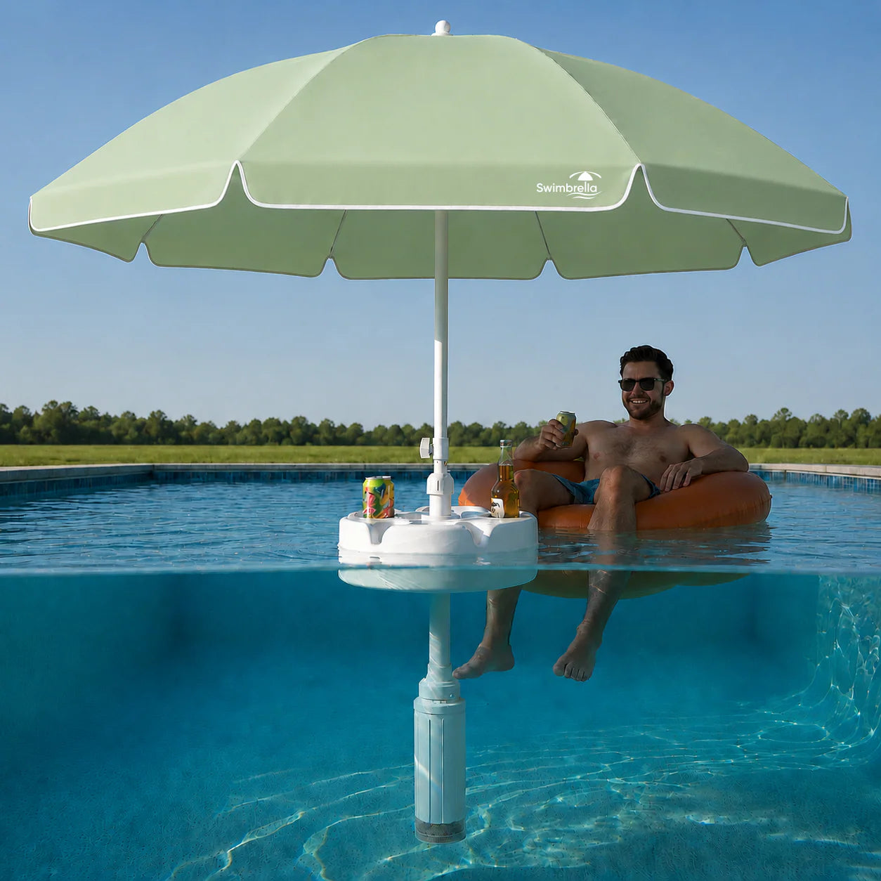 Swimbrella™ Floating Pool Umbrella with Table | 7ft Shade Retreat